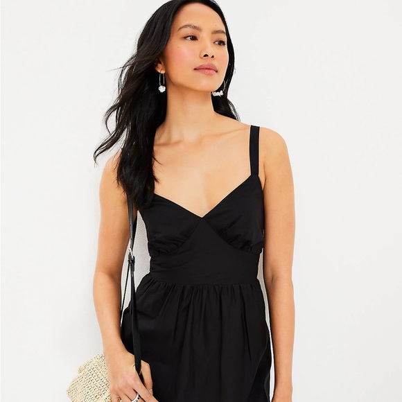 LOFT Black Open Back Maxi Dress Size 6 - Picture 2 of 12